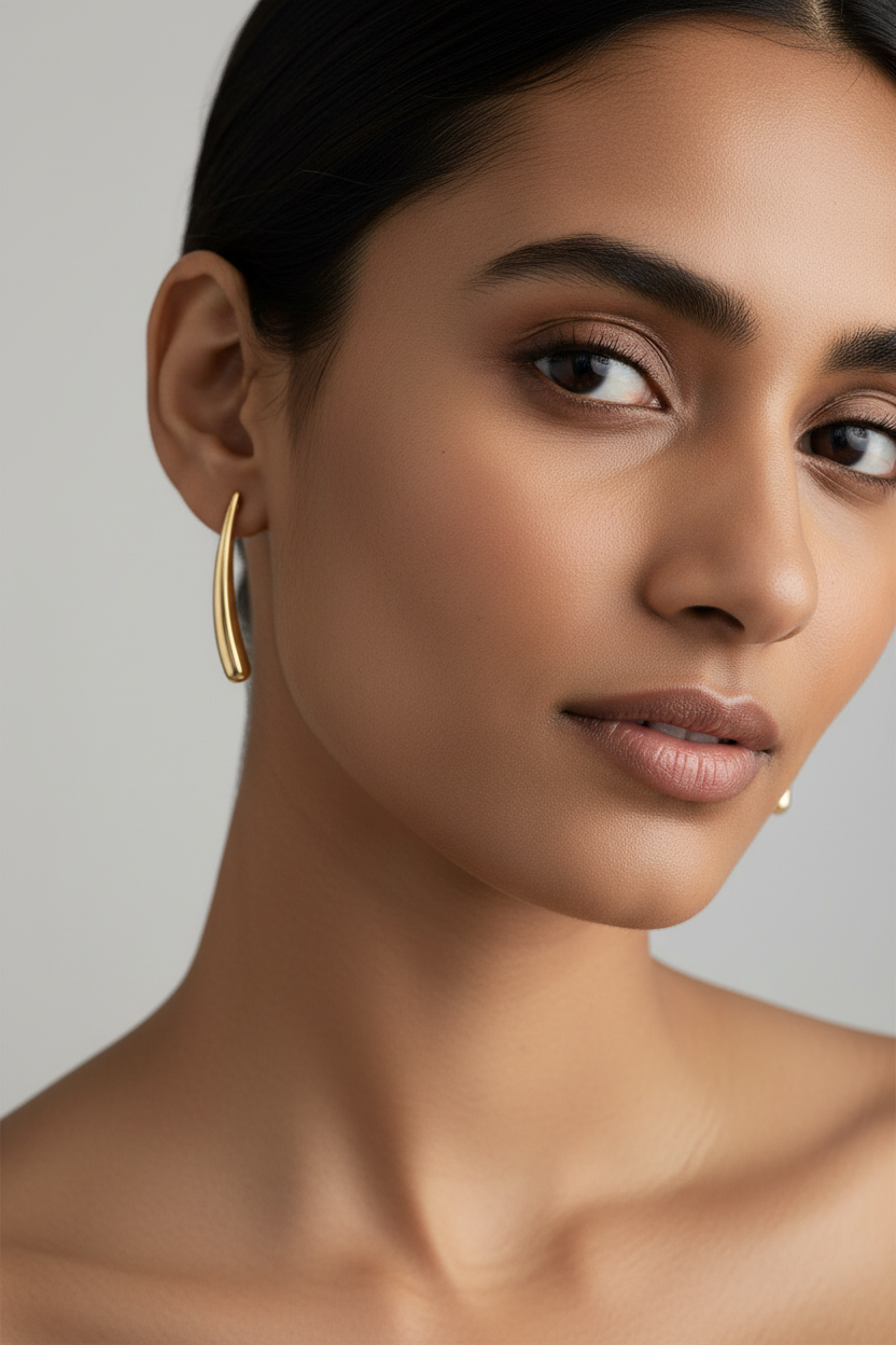 Gold Plated Bull Horn Earrings (Anti Tarnish)