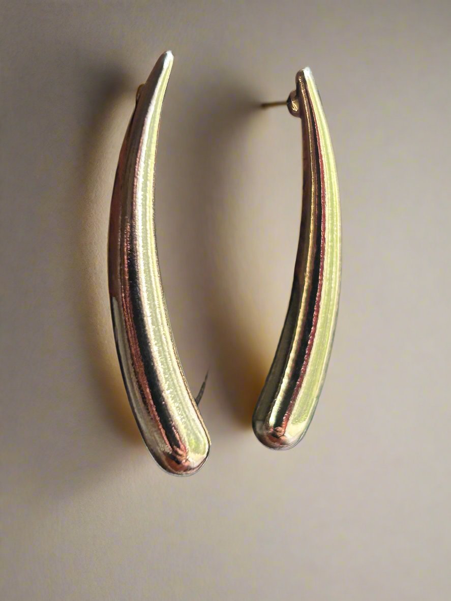 Gold Plated Bull Horn Earrings (Anti Tarnish)