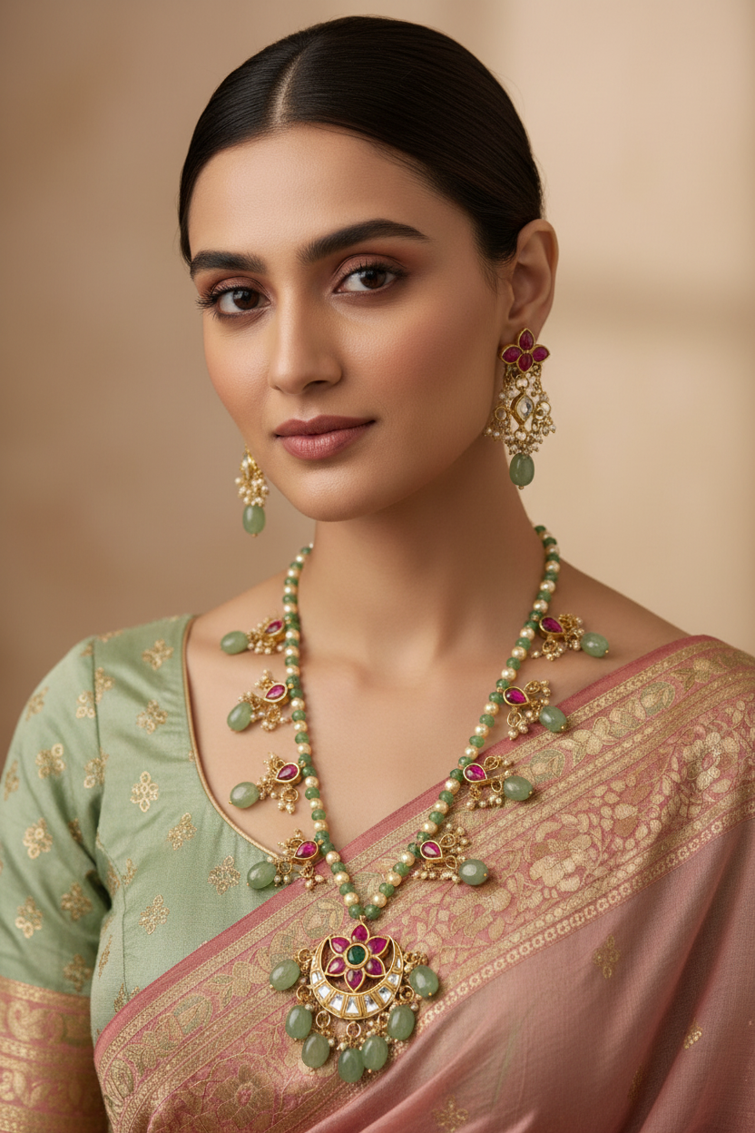 Yatika Long Kundan Jewellery Set