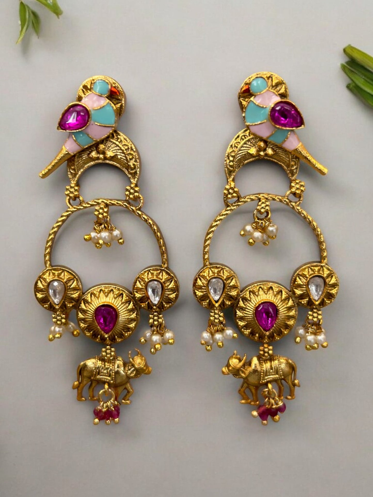 Antique Gold Plated Statement Earrings