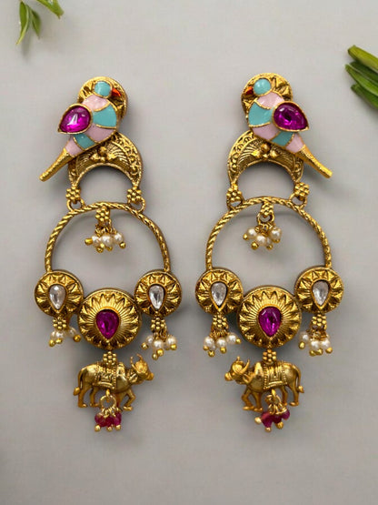 Antique Gold Plated Statement Earrings