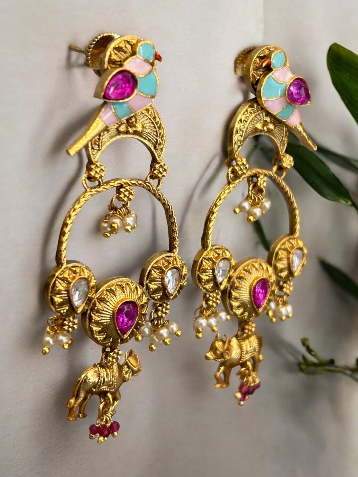 Antique Gold Plated Statement Earrings