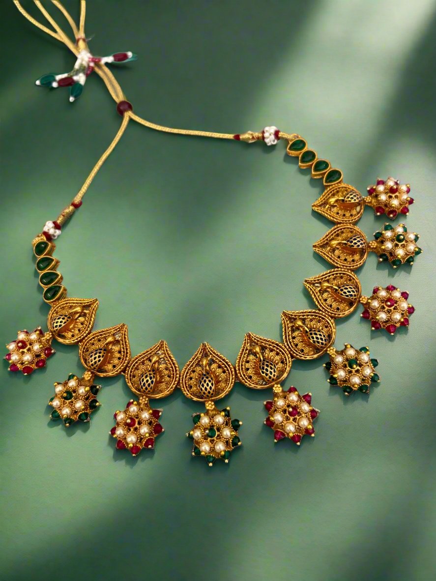 Antique Festive Gold Plated Choker Necklace Set