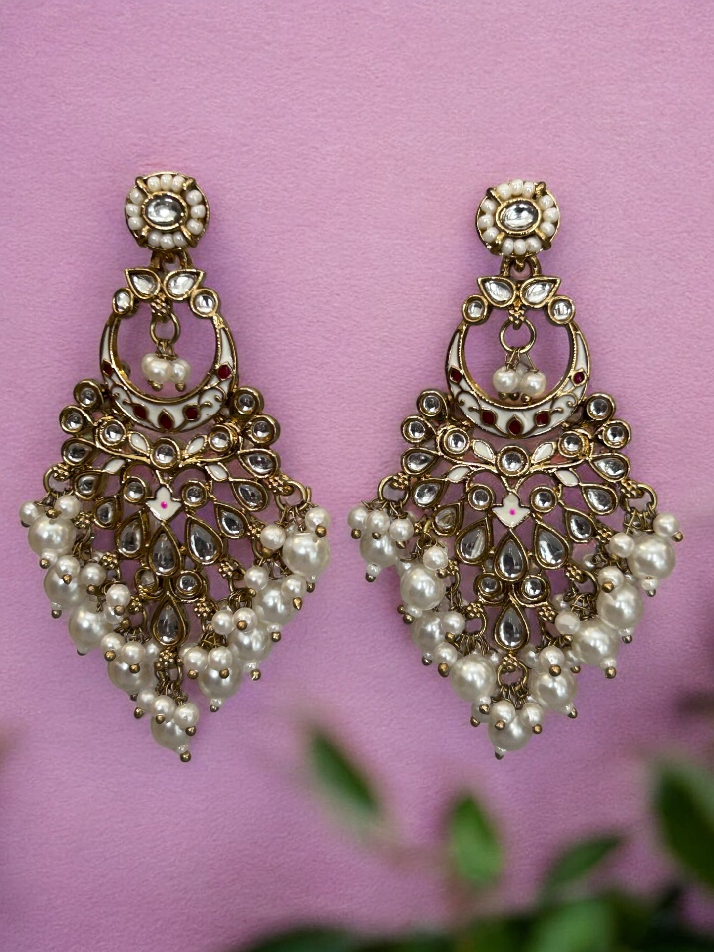 Kundan and Pearls Dangler Earrings