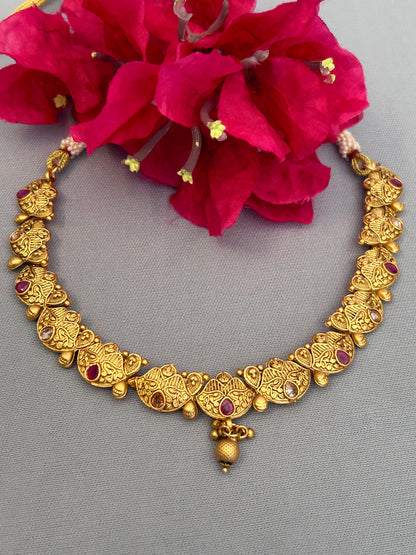 Antique Gold, Ruby and Diamond Necklace Set