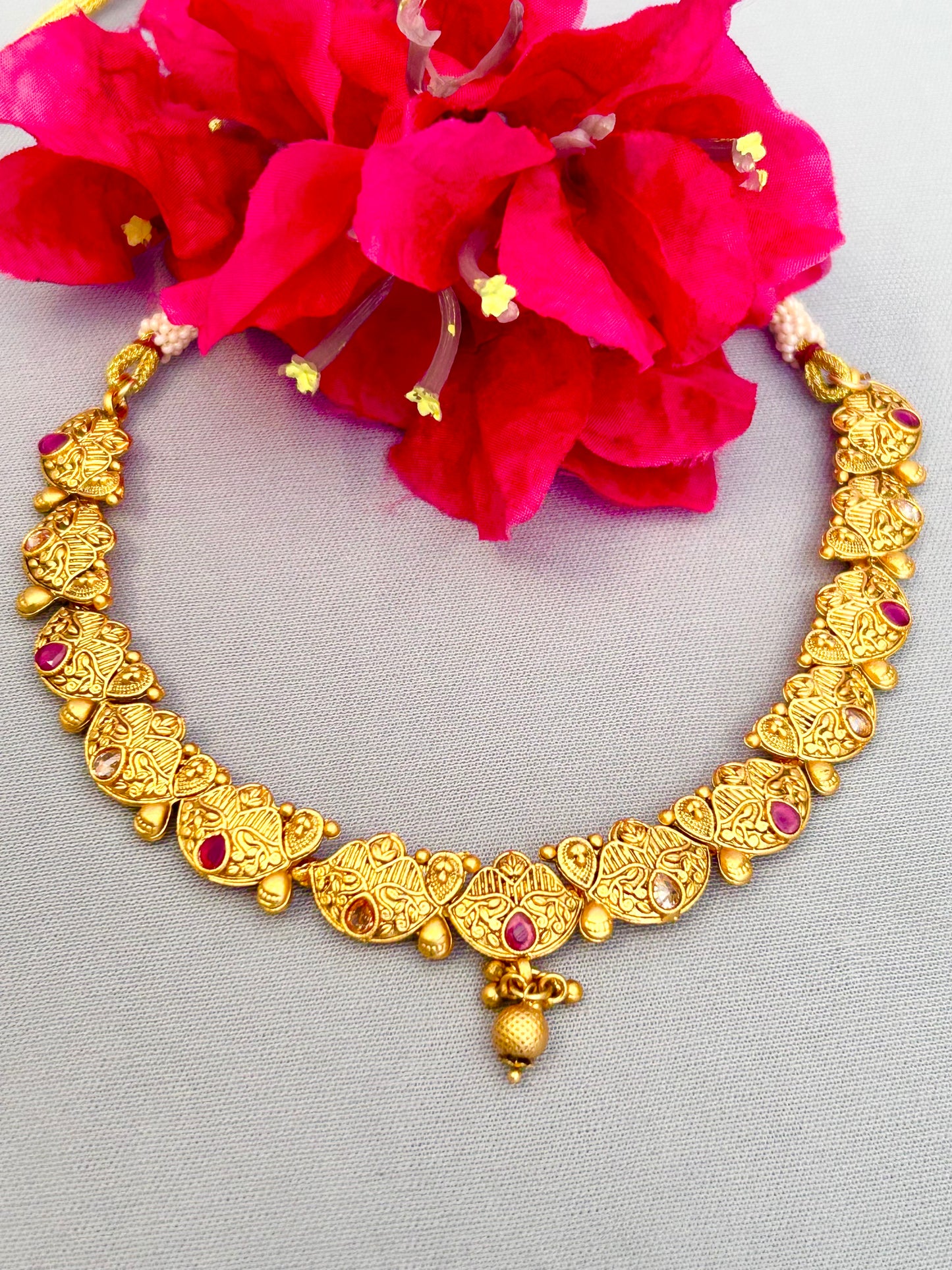 Antique Gold, Ruby and Diamond Necklace Set