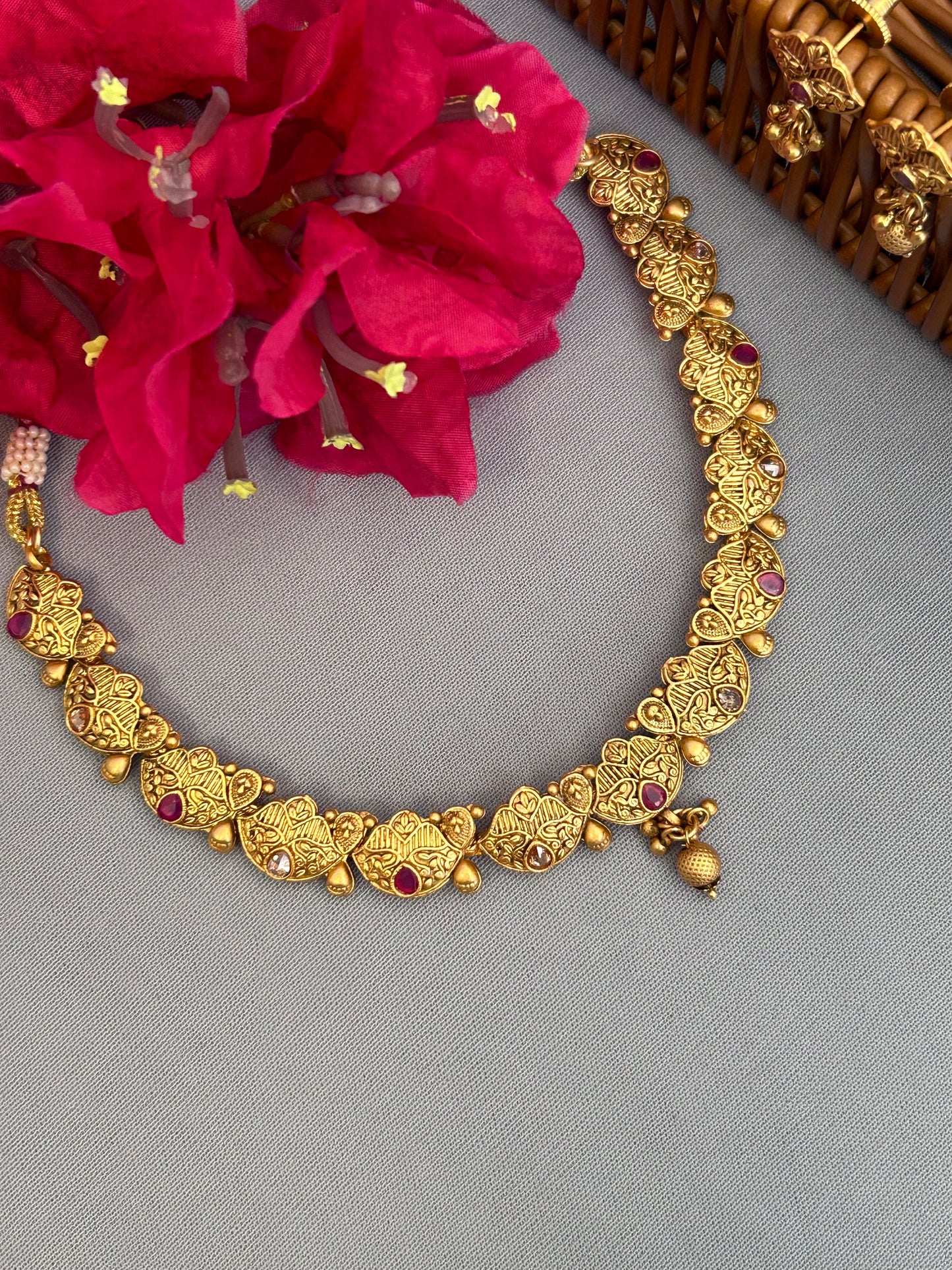 Antique Gold, Ruby and Diamond Necklace Set