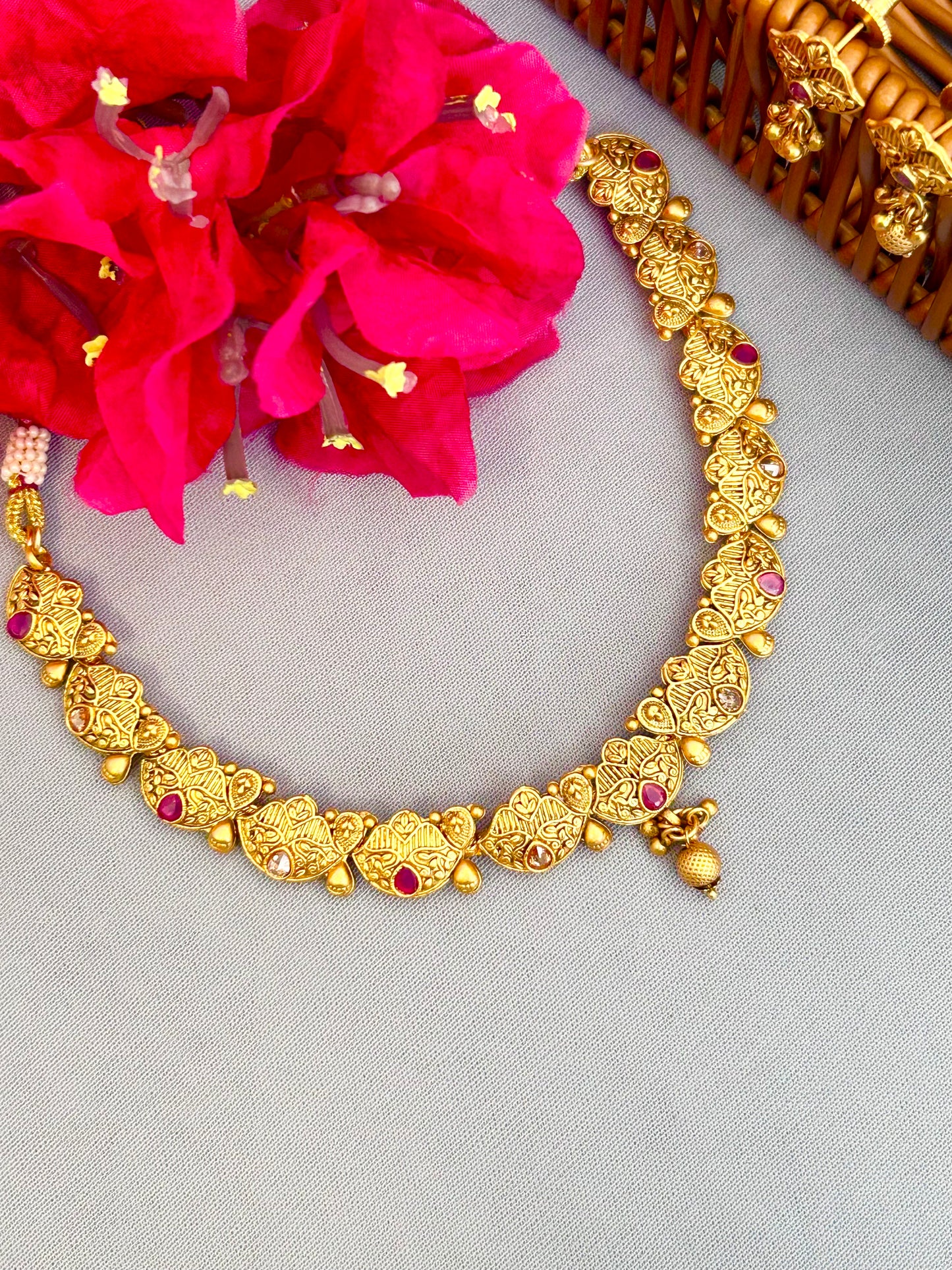 Antique Gold, Ruby and Diamond Necklace Set