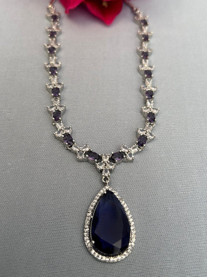 Diamond and Crystal Lavender Blue Necklace Set