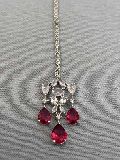 Diamonds and Rubies Choker with Dangler Earrings and Mang Tika