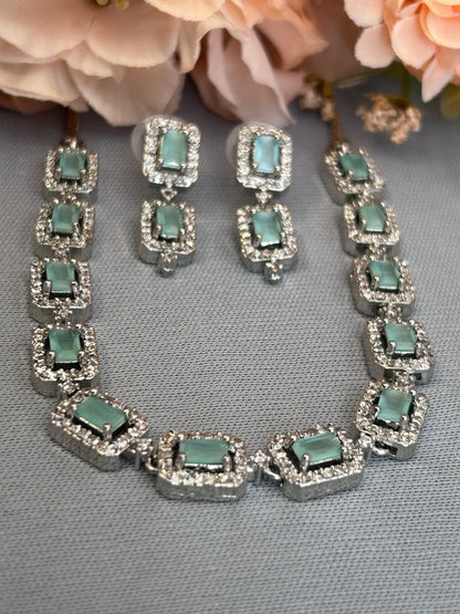 Cluster Diamonds and Eden Emeralds Single-Line Necklace Set