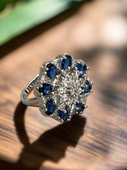 Diamonds and Blue Sapphire Ring