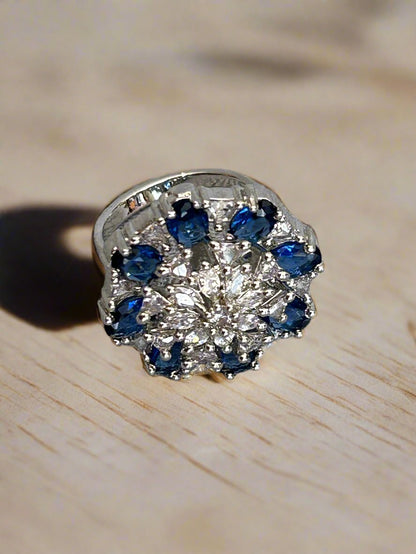 Diamonds and Blue Sapphire Ring