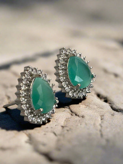 Cluster AD and Eden Emerald Tear Drop Stud Earrings