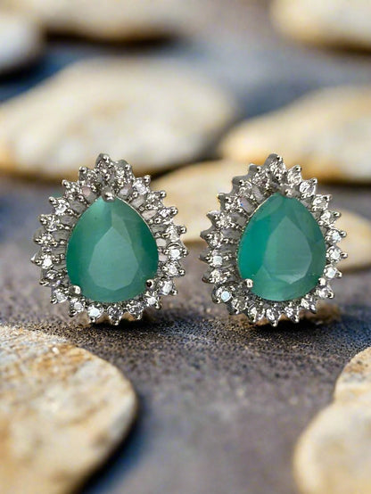 Cluster AD and Eden Emerald Tear Drop Stud Earrings