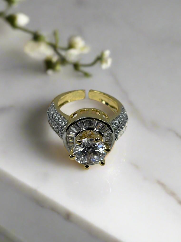 Gold Plated Designer Bold Solitaire Ring