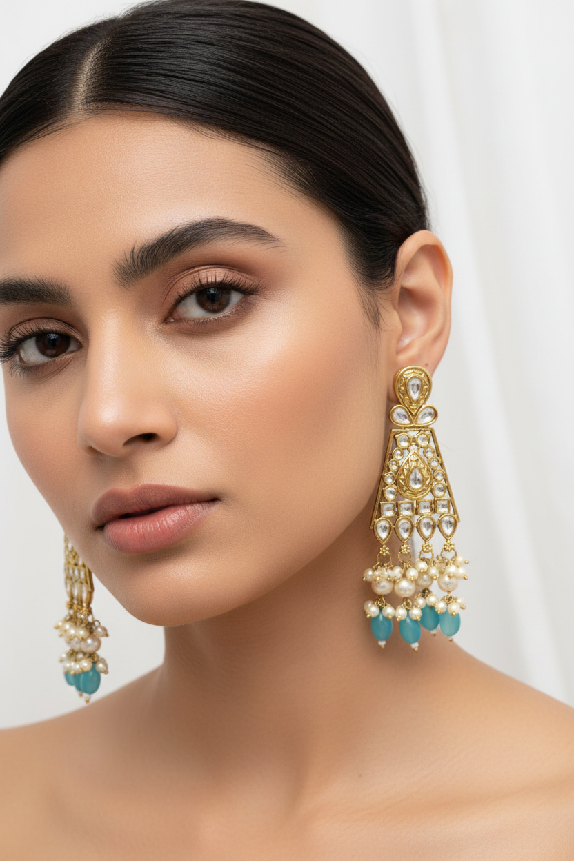 Long Kundan Dangler Earrings