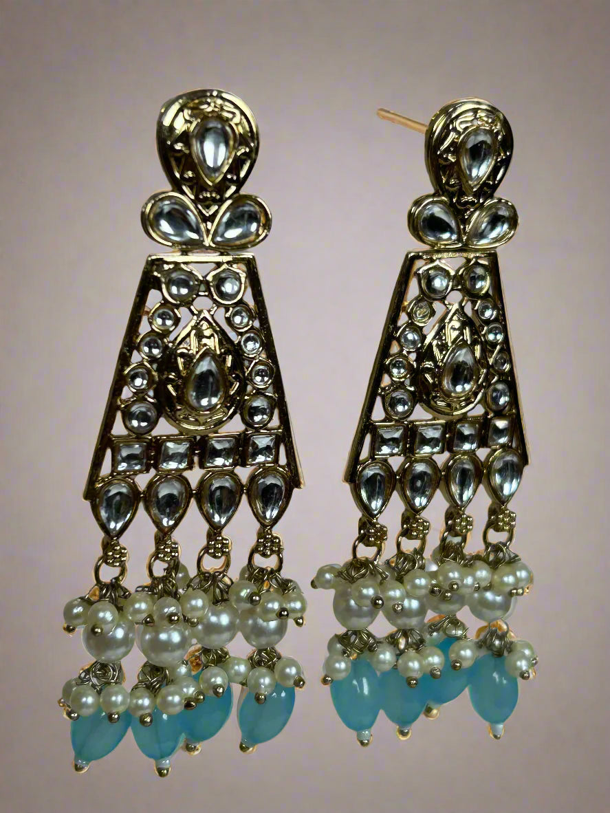 Long Kundan Dangler Earrings