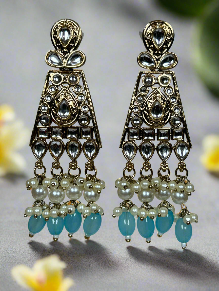 Long Kundan Dangler Earrings