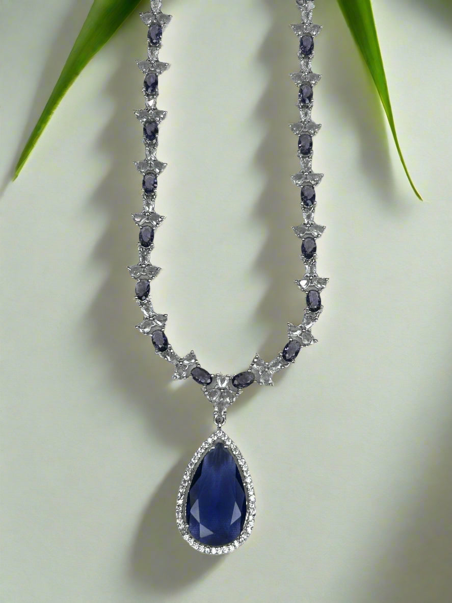 Diamond and Crystal Lavender Blue Necklace Set