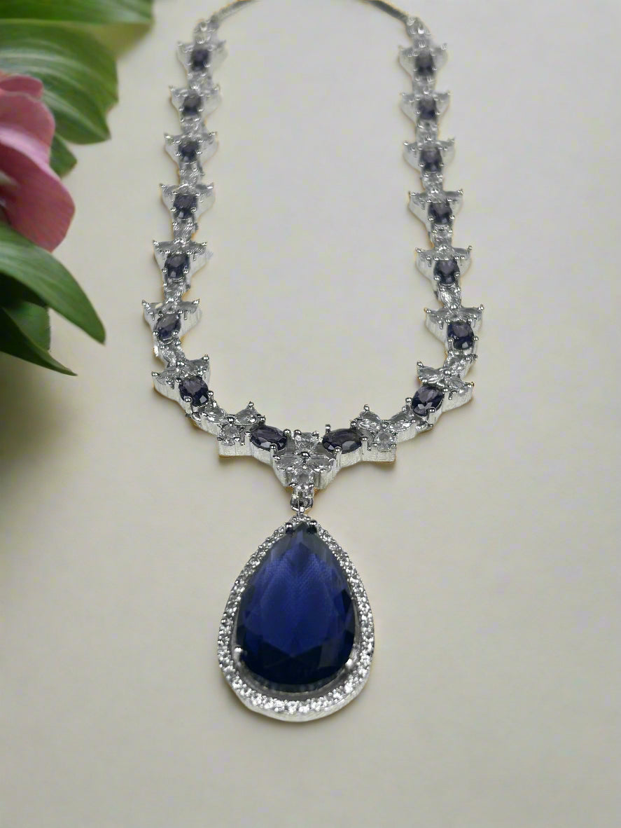 Diamond and Crystal Lavender Blue Necklace Set