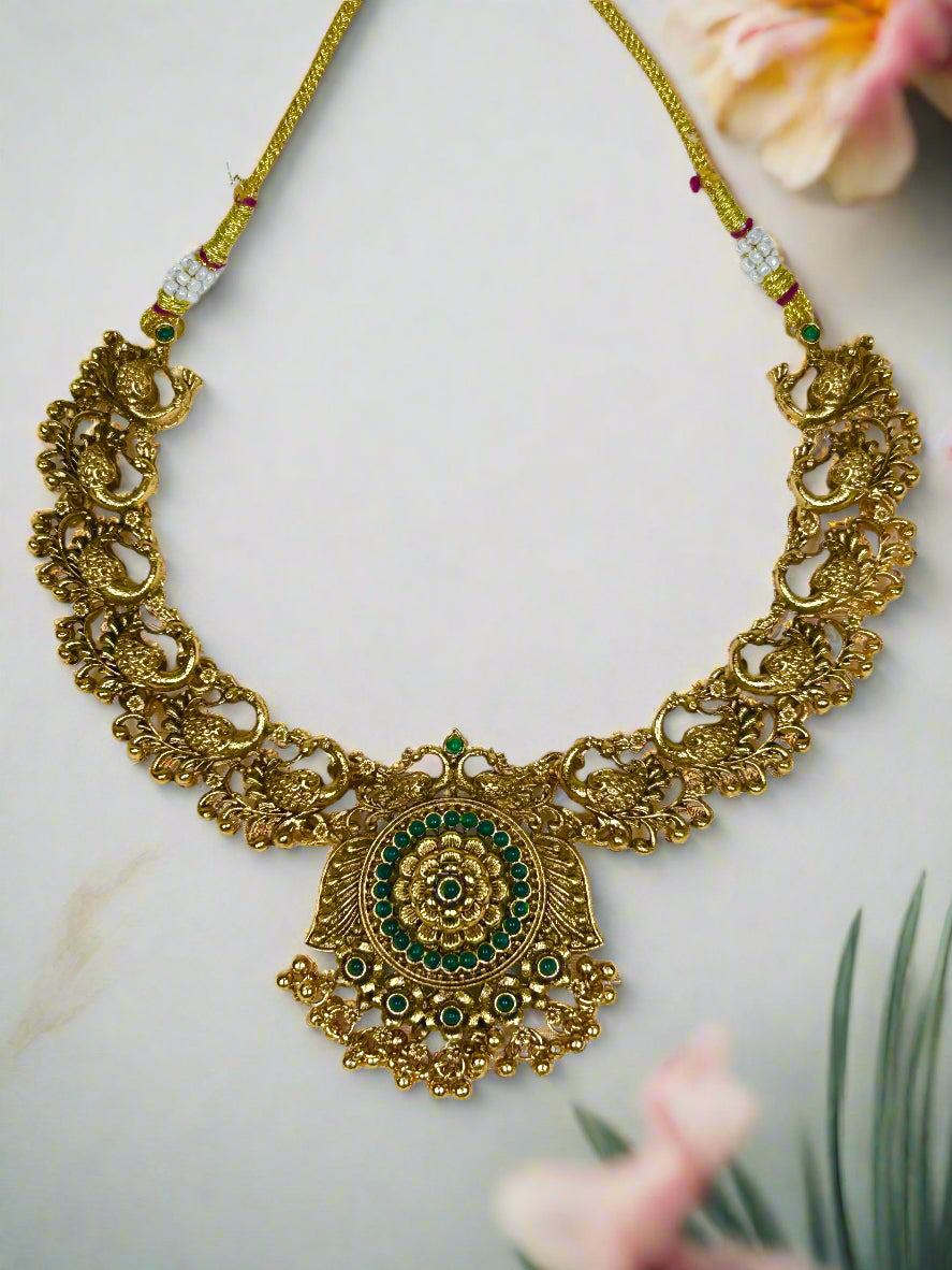 Gold Plated Peacock Necklace Set