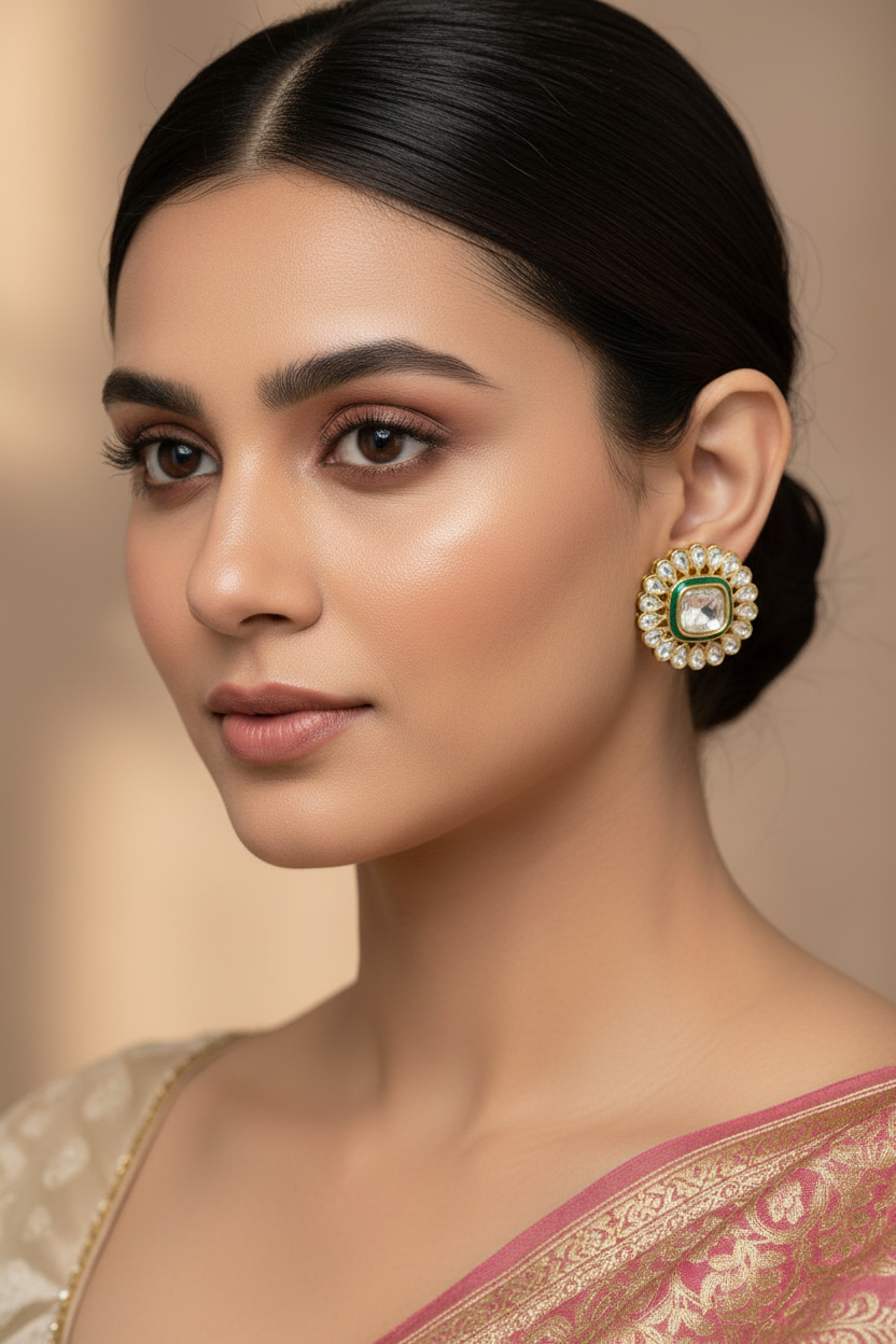 Round Kundan Earrings