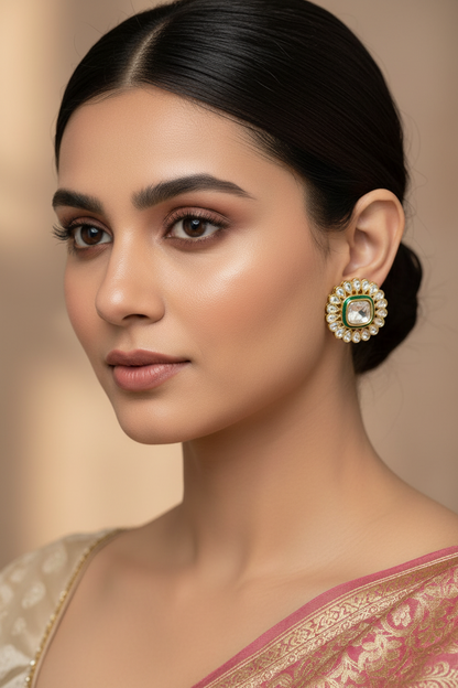 Round Kundan Earrings
