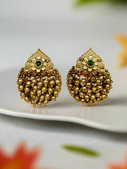 Gold Plated Cluster Beads Earrings