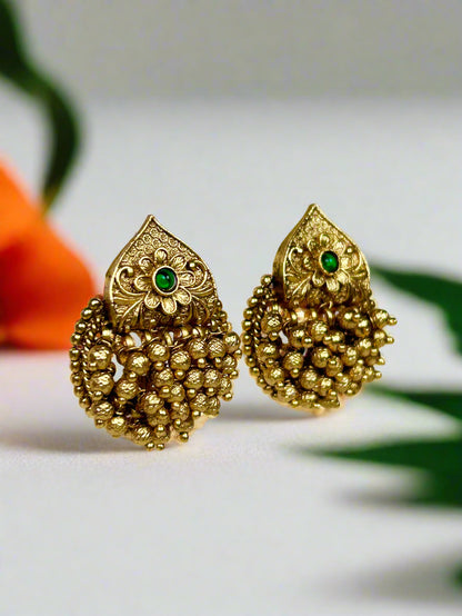 Gold Plated Cluster Beads Earrings