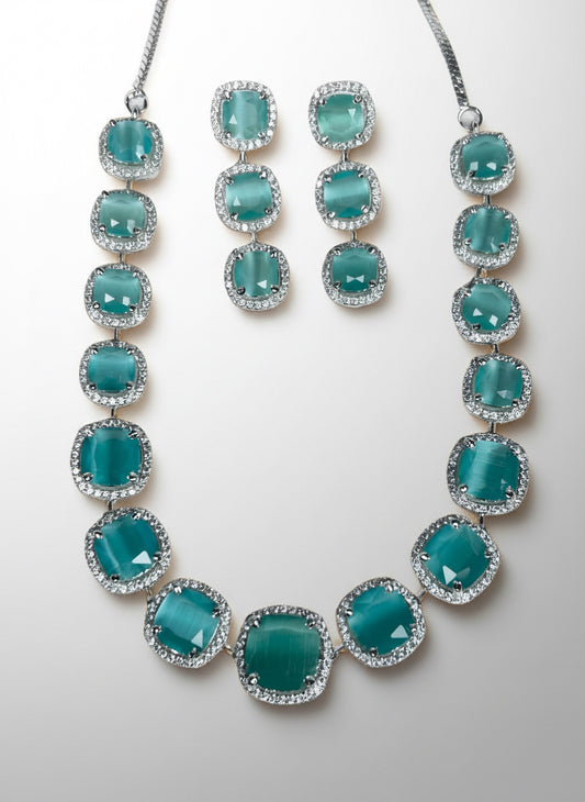 Cluster AD and Eden Sapphire Necklace Set