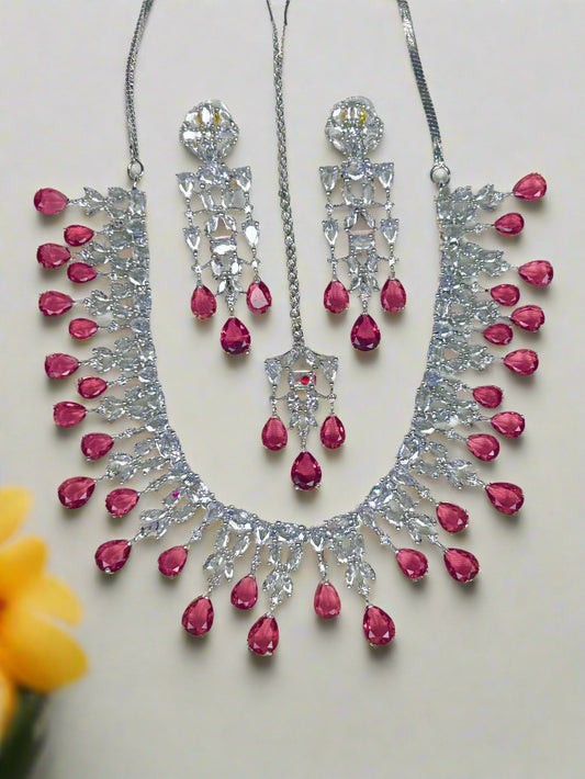 Diamonds and Rubies Jewellery Set with Mang Tika