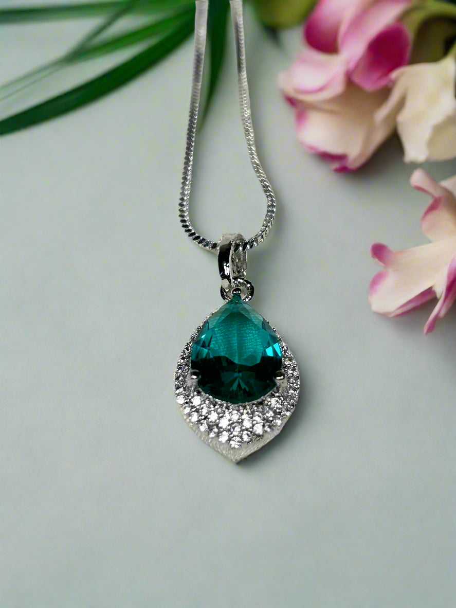 Green Emerald and Cluster AD Pendant