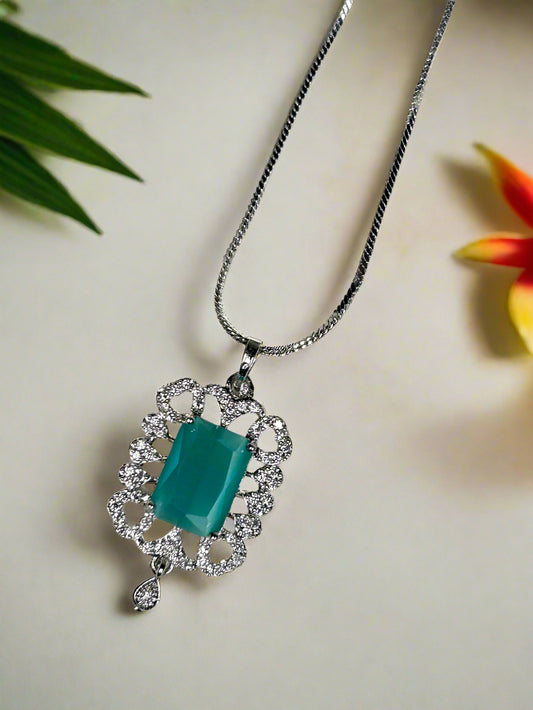 Green Quartz and AD Pendant Set