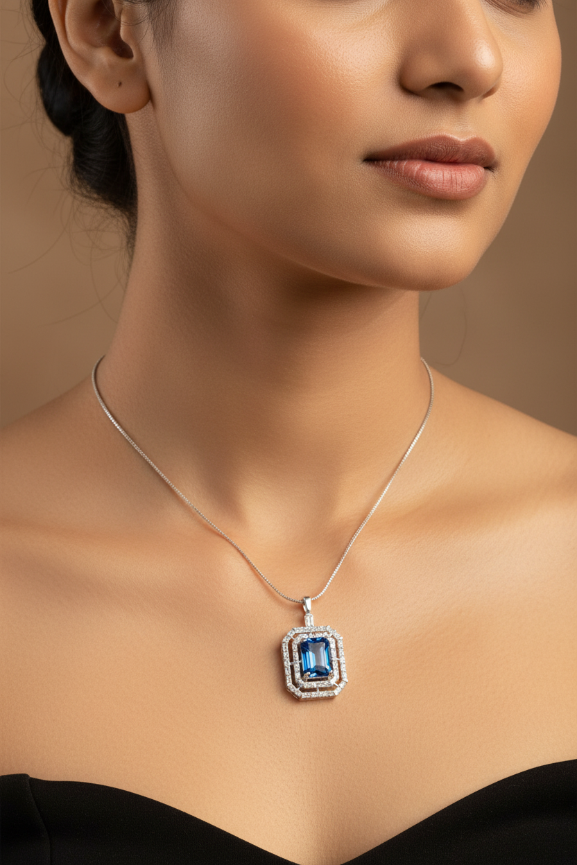 Blue Sapphire and AD Pendant