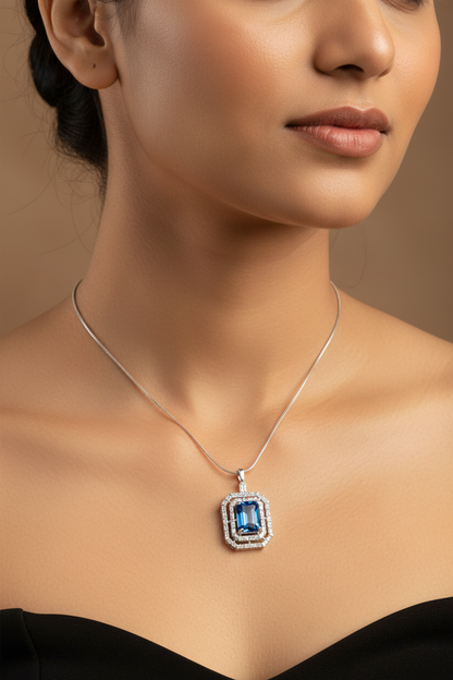 Blue Sapphire and AD Pendant