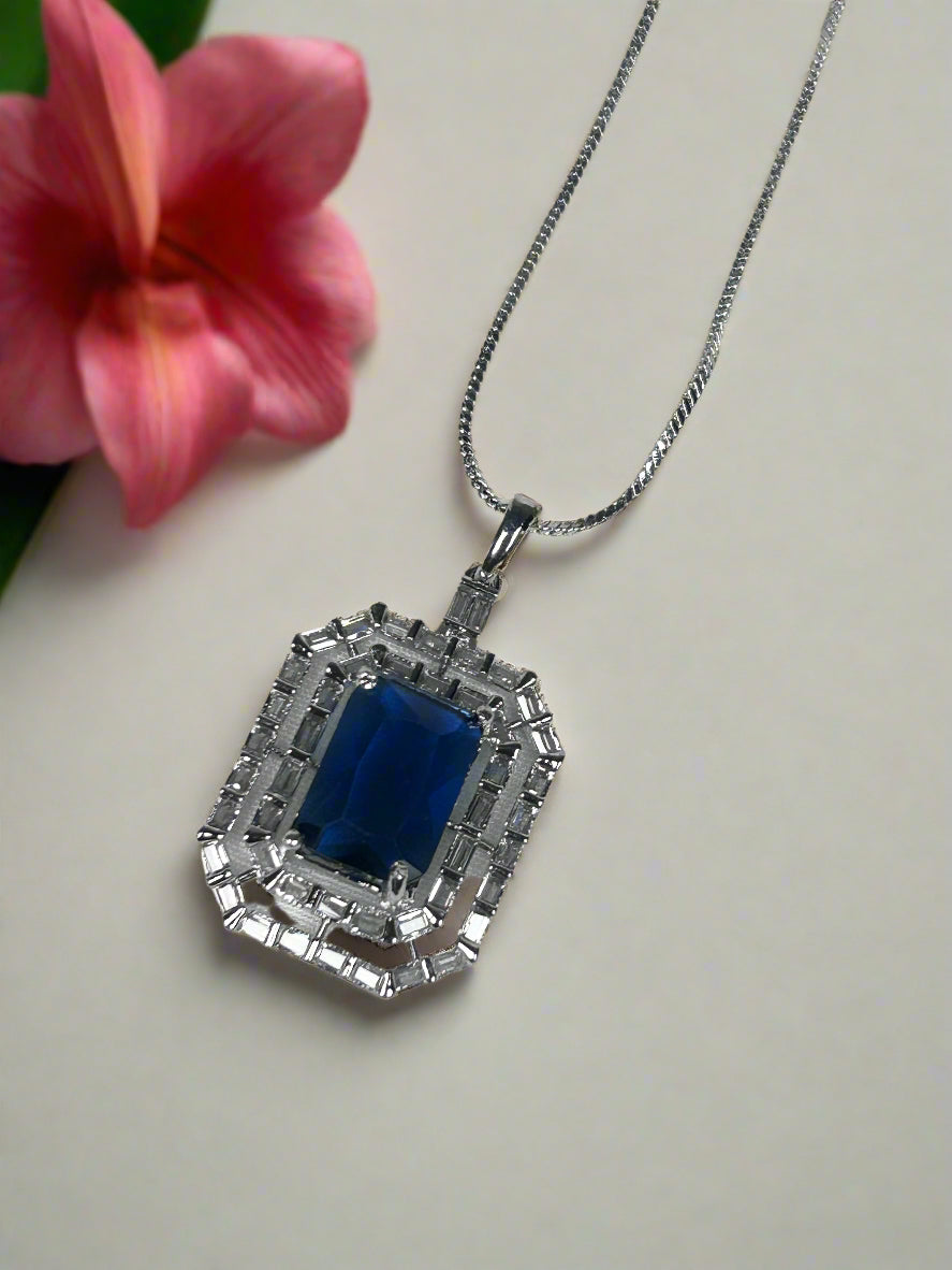 Blue Sapphire and AD Pendant