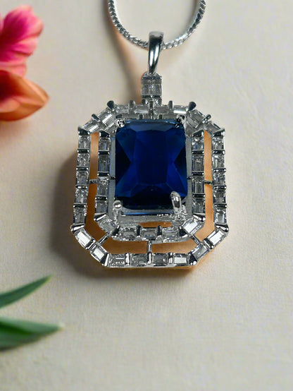 Blue Sapphire and AD Pendant