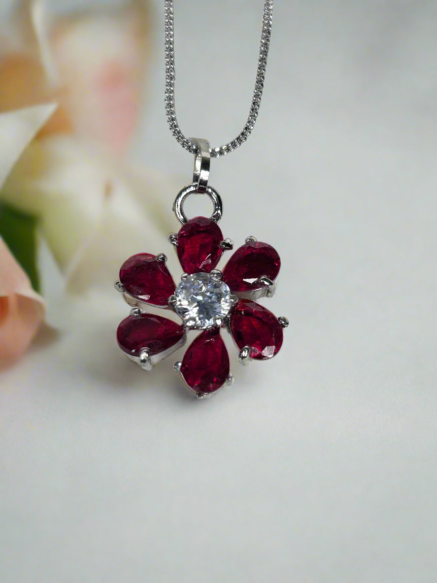 Ruby Flower Pendant