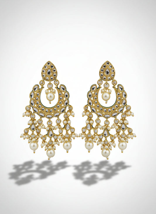 Kundan Chandbali with Pearls