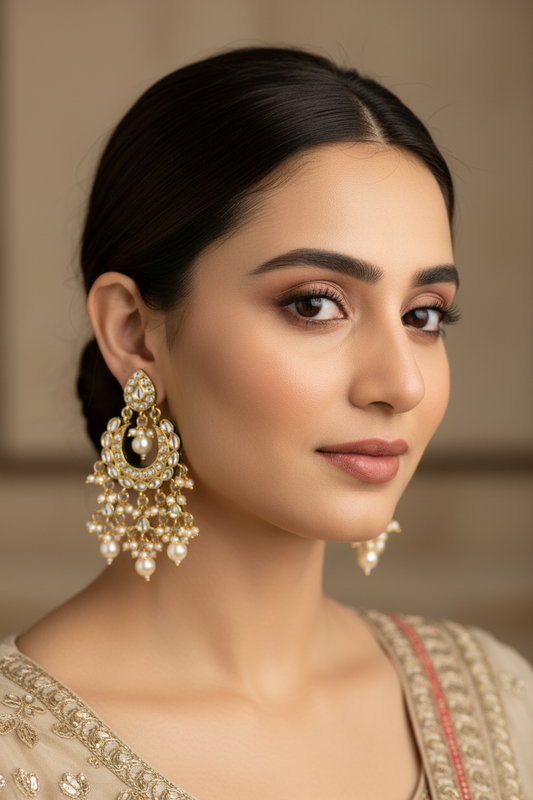Kundan Chandbali with Pearls