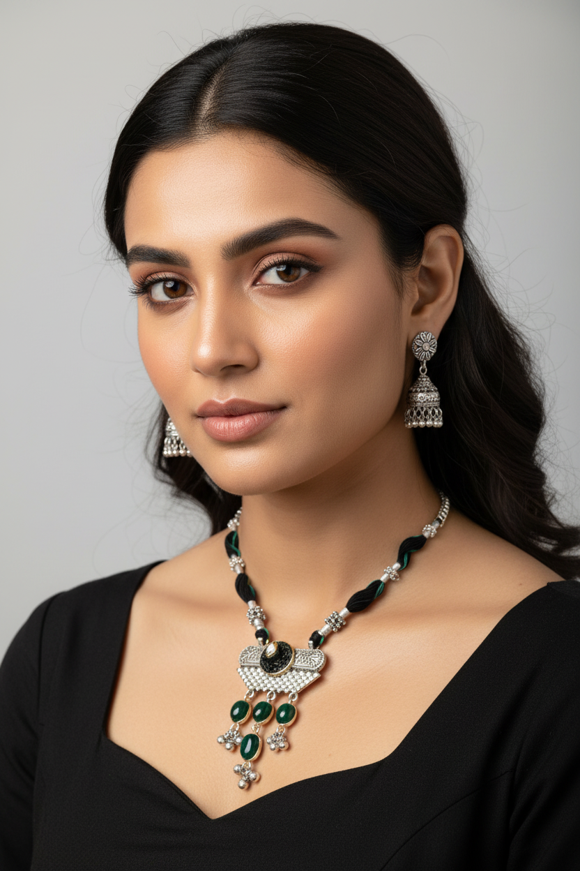 Kimaya Silver Plated Jewellery Set