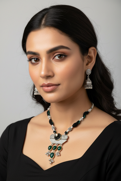 Kimaya Silver Plated Jewellery Set