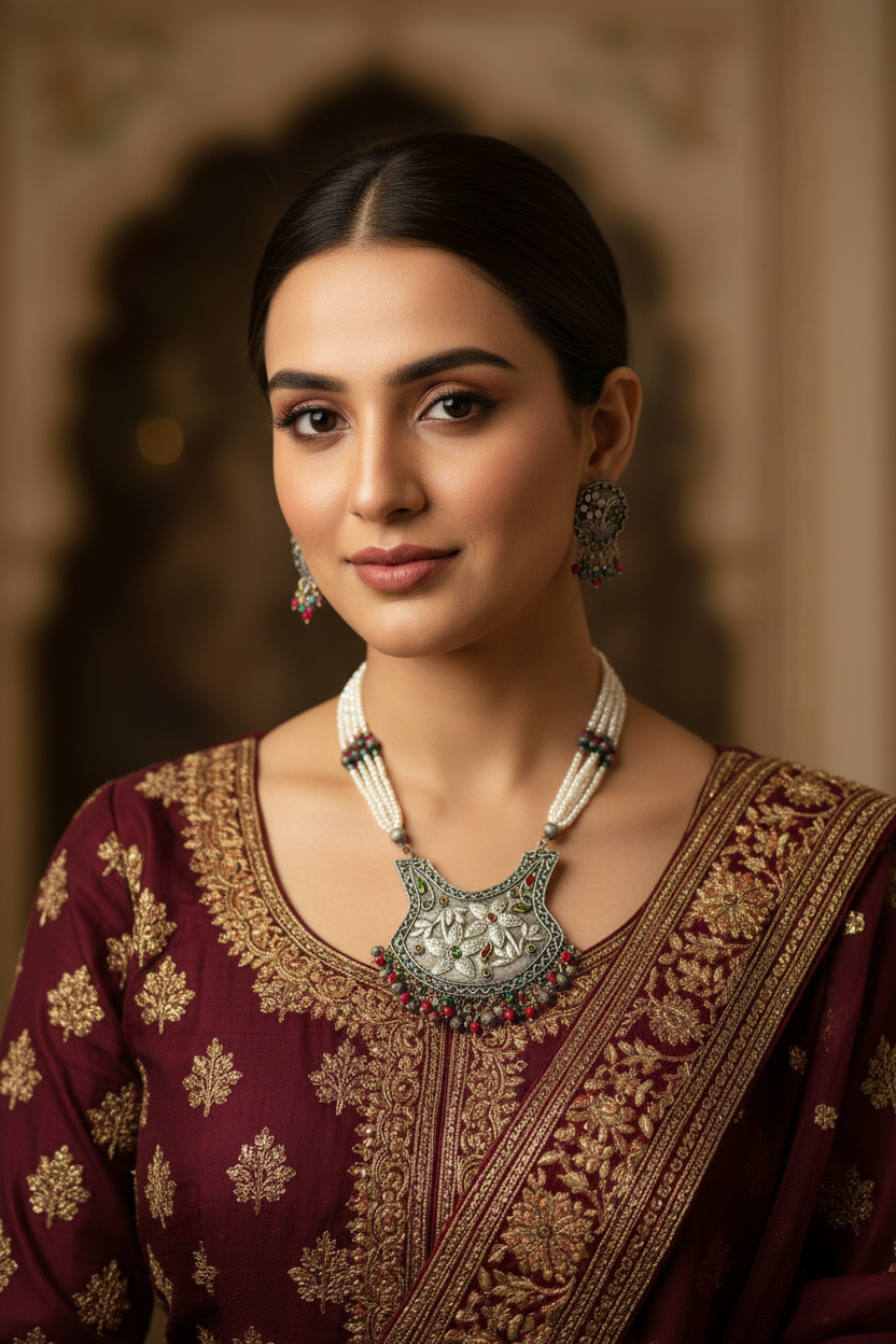 Kamya Oxidised Silver Plated Long Jewellery Set