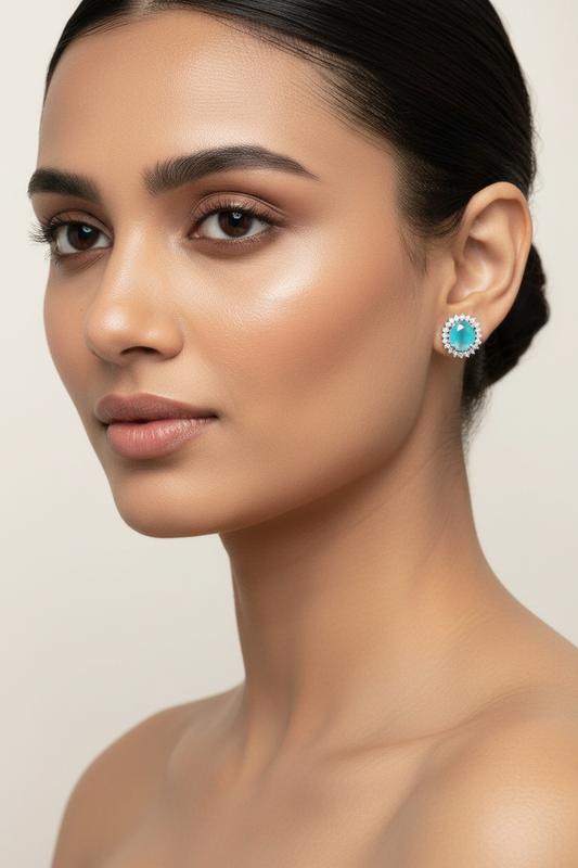 Cluster AD and Eden Emerald Oval Stud Earrings