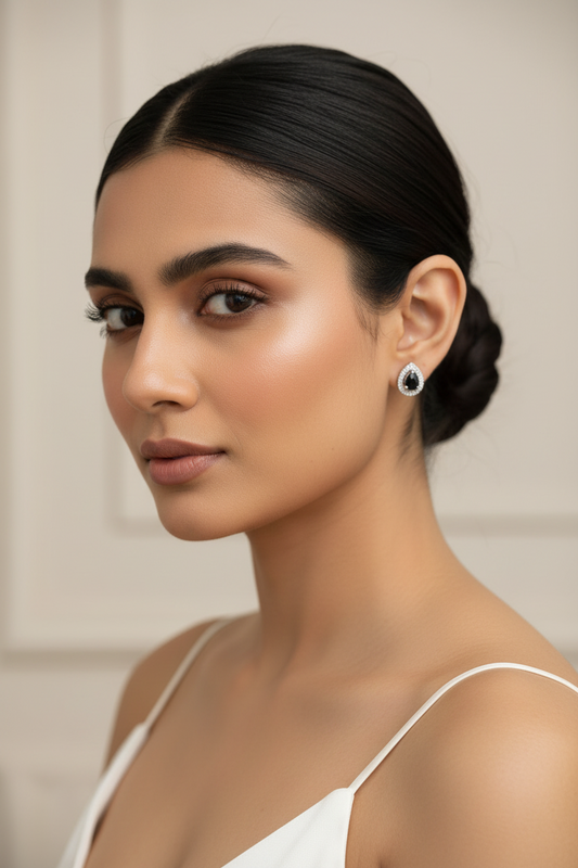 Ava Black Quartz Earrings