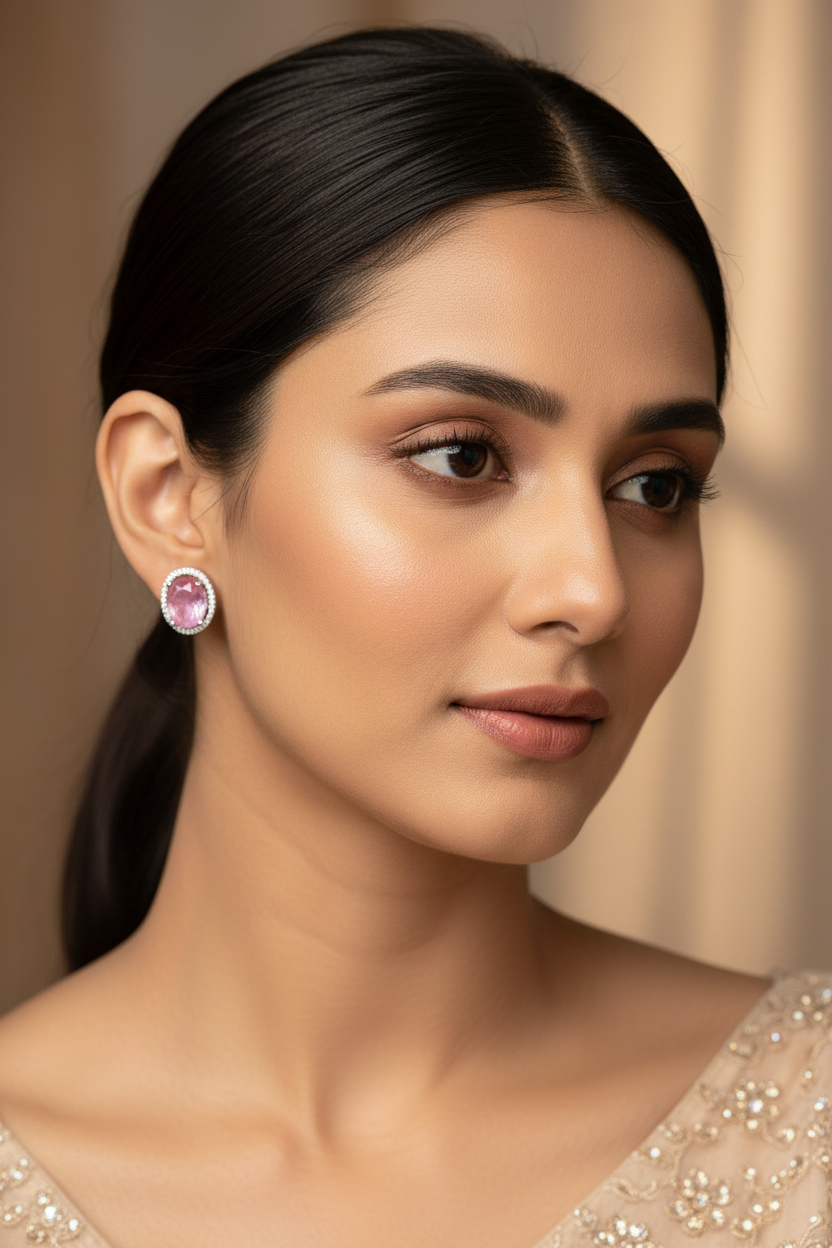 Isabella Bold Pink Quartz Earrings