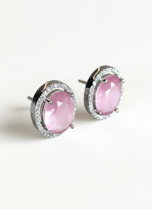Isabella Bold Pink Quartz Earrings