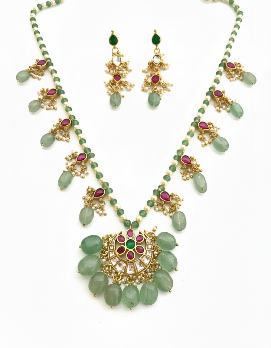 Yatika Long Kundan Jewellery Set