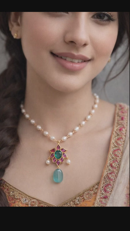 Yuvika Kundan Pendant Necklace